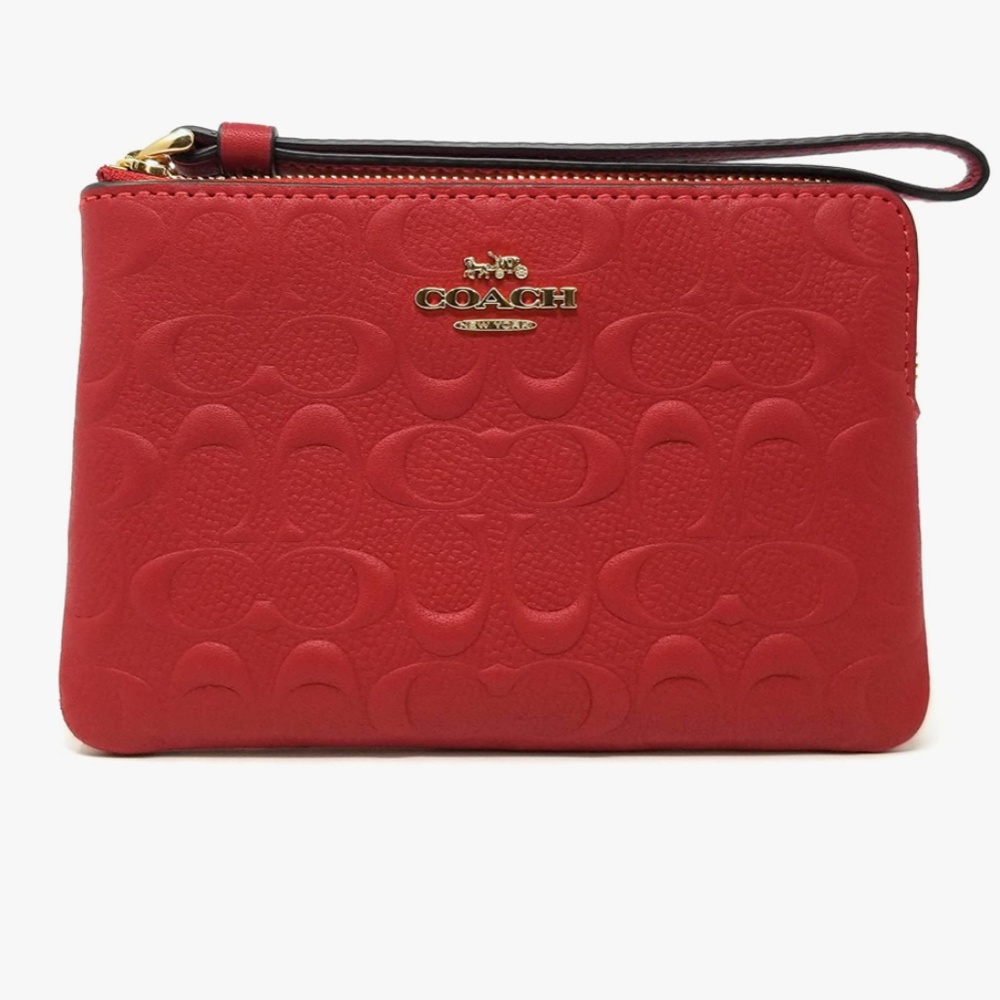 COACH Corner Zip Wristlet - Red